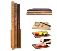 Cutting Boards That Look Like Books with Stand, Set of 3 Solid Wood Book Shaped Library for Vegetables, Cheese, Bread & Meat, Decorative Chopping Board Gift Set (1pcs)