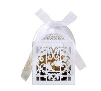 Cutting Box 100 Pieces Wedding Car Valentine Gift Box Wedding Banquet Gift Box Hollow Out Candy Box Wedding Bride Valentine's Day Chocolate Box Square Box Love Bird Ribbon Bridal Shower