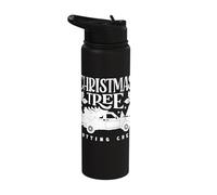 Cutting Crew Christmas Tree Farmer Truck Scene Stainless Steel Insulated Water Bottle