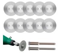 Cutting Discs, 10 Pcs 40mm Diamond Cutting Discs With 2 Mandrels Angle Grinder Blades Rotary Tool Accessories Metal Glass Tile Cutting Disc For Wood Metal Ceramics Porcelain Glass Tile