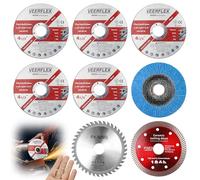 Cutting Discs 115mm 8 Pcs, Angle Grinder Discs, Metal Cutting Discs for Angle Grinder, Cut Off Wheel for Stone, Wood, Tile, Ceramic, Grinding, 22.23mm Bore