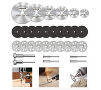 Cutting Discs for Dremel Rotary Tool, Diamond Cutting Wheels 10pcs, HSS Circular Saw Blades 6pcs with 1/8" Shank, Resin Cutting Discs 10pcs for Wood, Aluminium, Glass, Plastic, Metal