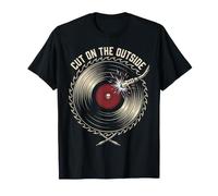 Cutting Edge Vinyl Record Saw Blade Skull Music T-Shirt