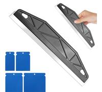 Cutting in Tools for Painting, 12" Paint Edger Tool with 4 Pcs Plastic Scrapers, Multi-Purpose Straight Paint Shield Cutting in Tool for Skirting Boards Smearing Repairing Wallpaper(Black)