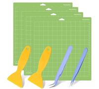 Cutting Mat, 4pcs Cutting Mats for Cricut Maker 12"X12" Adhesive Non-Slip Replacement Craft Cut Mats with 2 Tweezers and 2 Scraper for Scrapbook, Fabric & Papercraft