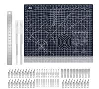 Cutting Mat A3 Set with Steel Ruler, Self Healing Craft Mat Art Mat for DIY, Paper, Sewing, Fabric, Quilting, Scrapbook (Black)