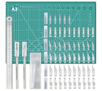 Cutting Mat Set A3 with Steel Ruler - Self-Healing Craft Mat for Sewing, Fabric & Drawing Projects Green