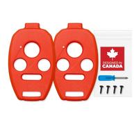 Cutting NOT Required for Honda Key Fob Cover Shell for Civic Accord CRV Pilot Element - Custom Fit Durable Design Easy Installation by StandardAutoPart (4 Button) (Pack of 2) (Red)