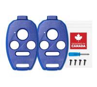 Cutting NOT Required for Honda Key Fob Cover Shell for Civic Accord CRV Pilot Element - Custom Fit Durable Design Easy Installation by StandardAutoPart (4 Button) (Pack of 2) (Blue)