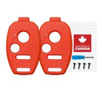 Cutting NOT Required for Honda Key Fob Cover Shell for Civic Accord CRV Pilot Element - Custom Fit Durable Design Easy Installation by StandardAutoPart (3 Button) (Pack of 2) (Red)