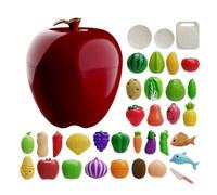 Cutting Play Food Toys For Kids, Educational Vegetable Set, 1set, A pple Shaped Storage Case, Pretend Play Food Set, Interactive Accessory, For Girls Boys, Birthday Holiday