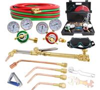 Cutting Torch Set Oxy Acetylene Torch Kit,Portable Gas Cutting Torch and Welding Kit with HeatingTip, Acetylene Oxygen Gas Regulator Twin Gas Hose Welding Glasses