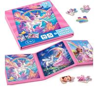 CuttleFyry Unicorn Magnetic Puzzles - 36pcs Travel Puzzles Age 3+ for Ages 3-8, Girls & Toddlers, Improve Intelligence, Airplane Activities for Kids' Gifts