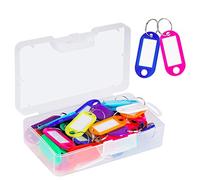 Cuttte 50 Pack Plastic Key Tags with Container, Key Labels with Ring and Label Window, 10 Colors