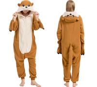 CUTTUECD Adult Otter Onesie Animal Halloween Costume - Cozy One-Piece Cosplay Pajamas for Women and Men, River Otter, Medium