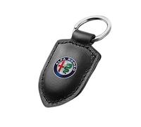 CutuLi Car Keychain Keyring for Alfa R-omeo, Anti-Rust Durable Leather Metal Keychains Car Keys for Men and Women Accessorie,B/black