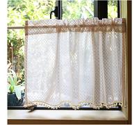 Cutwork Short Net Curtains, Kitchen Half Curtain, Small Window Light Filtering Valance Decor Cafe, Living room, Bedroom, Bathroom, Rod Pocket Bistro Curtain, 1 Panel ( Size : W230xH40cm/90.5x15.7in )