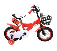 Cutycaty Children's Bicycle 12 Inch Bicycle Children's Bike with Stabilisers from 3-6 Years Storage Basket Chain Guard Non-Slip and Wear-resistant Tyres for Boys and Girls Red Children (Red)