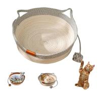 CutyPet Cat Basket, Virela Woven Rope Cat Basket, Virelapets Cotton Rope Hand Woven Cats Bed Baskets with Toy Tail for Small, Medium and Large Pet, Breathable ＆ Cool (Gray No Cushion,L)