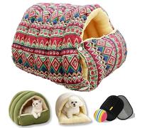 Cutypet Winter Cave, Cozy Monster Cat Bed, Removable and Washable Cozy Winter Bed for Cats, Safe and Spacious Plush Pet Cave Suitable for Cats and Dogs of Different Sizes (Ethnic Style, Large)