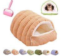 CutyPet Winter Cave, Cozy Monster Cat Bed, Warmth Cozy Comfort Plush Pet Cave, 2025 New Hideaway Cat House with Removable Washable Cover & Anti-Slip Base for Cats Dogs (Plaid Styles-A, L)