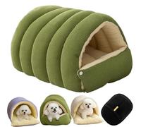 Cutypet Winter Cave, Cuty Pet Winter Cocoon, Warmth Cozy Comfort Plush Pet Cave, Cozy Monster Cat Bed, Removable and Washable Winter Closed-Off Cat Bed (Green, Large)