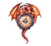Cutywood 3d Puzzles for Adults-Flame Dragon Clock with Functional Timepiece, 3d Wood Puzzle (12.6 * 15.3in), Animal 3d Jigsaw Puzzles Desk/Wall Art Home Decor/Gifts for Friends/Family Game Night