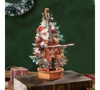 Cutywood 3D Wooden Puzzle Music Box, Christmas Concerto Cello 3D Puzzle Model Kits for Adults to Build, Gear Model Building Musical Instruments Craft Kits, Creative Gift for Women Men