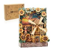 Cutywood 3D Wooden Puzzles for Adults - Sunflower Diy Kits Arts and Crafts with LED Light, Desk Decor 3D Craft Set, Birthday or Christmas Valentines Gifts for Her, Girls, Women, Friends, Family