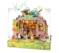 Cutywood DIY Miniature House Kit-Easter Egg Truck Tiny Dollhouse Kits for Adults to Build, Mini Model Kits with LED Light&Music Box&Dust-proof Cover, Birthday Gifts for Friends Family