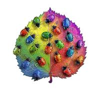Cutywood Wooden Puzzle for Adults, 245 Pieces Unique Shaped Colorful Ladybug Jigsaw Puzzles, Wood Adult Puzzle with Gift Box, Christmas Birthday Gifts for Friends Family (L-13.4 * 13.1in)