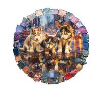 Cutywood Wooden Puzzle for Adults, 280 Pieces Unique Shaped Gray Wolf -My Wish Jigsaw Puzzles, Wood Adult Puzzle with Gift Box, Christmas Birthday Gifts for Friends Family (L-13.4 * 13.4in)
