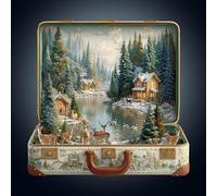 Cutywood Wooden Puzzle for Adults, 290 Pieces Unique Shaped Suitcase Scenery-Nordic Forest Jigsaw Puzzles, Wood Adult Puzzle with Gift Box, Christmas Birthday Gifts for Friends Family (L-13.4*12.9in)