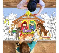 CUUSNNY Giant Nativity Scene Coloring Poster Christmas Religious Paper Coloring Tablecloth for Kids Classroom Christmas Party Church Table Activities Games Supplies 30" x 72"