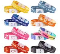 CUweipeng NFC Bible Verse Bracelet Set - 16Pcs Floral Colorful Religious Daily Bible Verse Nfc Bracelets Inspirational Christian Friendship Accessory Men Women Teen Birthday Jewelry Gift Party Supply