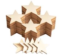 CUWELT 200pcs 50mm Wooden Stars Slices, 5cm/2inch Wooden Star Christmas, Embellishments Star Natural Tags, Unfinished Stars Wood Slices for Wedding Party DIY Crafts Table Scatter Decoration