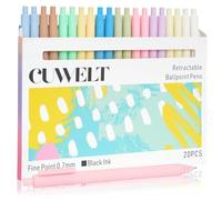 CUWELT 20PCS Ballpoint Pens Black Ink, Retractable Pastel Gel Ink Pens, 0.7mm Rollerball Pen, Cute Roller Ball Pens, Smooth Writing Pens Fine Point for Office Home Gift Supplies