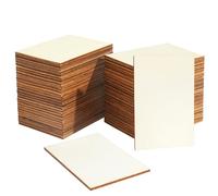 CUWELT 80Pcs 5 x 7.5cm Wooden Rectangles Slices, Unfinished Wooden Rectangle Pieces for Crafts, Blank Natural Wooden Rectangle Cutouts for DIY Wedding Painting Name Card Home Decoration