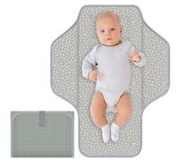 CUXFLS Baby Portable Diaper Changing Pad, Foldable Travel Diapering Changing Mat with Built-in Pillow, Waterproof Compact Changing Pad for Newborn Baby Changing Station, Infant Gift（Gray Stripe）