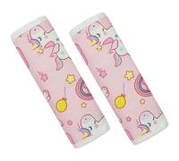 CUXFLS Baby Strap Cover for Children, 2 Pcs Infant Car Seat Belt Cover Pad, Baby Neck Pad Protector for Kids Newborn Infants Toddlers (Pink Unicorn)