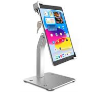 Cuxwill Anti-Theft Kiosk Stand for 9-14“ Large ipad Tablet, 360° Swivel Heavy Duty Aluminum Retail POS Business Tablet Mount with Security Lock, Compatible iPad Pro 12.9 10.5 9.7 iPad 10th 9th 8th