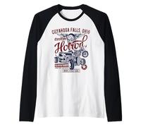 Cuyahoga Falls OH Hotrod Vintage Style Car Motorcycle Design Raglan Baseball Tee