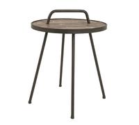 cuyahoga round wooden side table in vintage brown