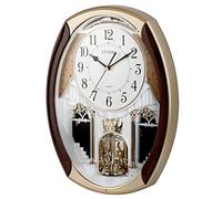 CUYOU Musical Motion Chime Wall Clock with Rotating Pendulum, Decorative Wall Clock, 18 Melodies, for Home, Hotel, Library or Church Decor.