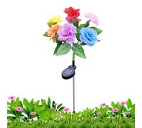 Cuyoyoa Garden Lights Solar Powered,Artificial Flowers with Ground Stakes - Solar Lights Outdoor Decorative,for Patio Porch Fence Landscape Lawn Park Mothers Women Grandma Birthday Holiday