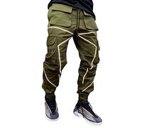 CUYR Mens Cargo Pants Hip Hop Techwear Harem Pant Jogger Sweatpants with Pockets Jogging Punk Army Green XL
