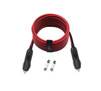CUZEC Heavy-Duty 20A 12ft / 3.66m 14 AWG Male to Male Cigarette Lighter Plug Charger Cord with LED Indicator and 20A Fuse Protection on Both Plugs