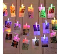cuzile 20 LED Photo Clips String Lights Christmas Lights Starry Light Wall Decoration Light for Hanging Photos Paintings Pictures Card and Memos Battery Powered Mixcolor(Red Green Blue Yellow)