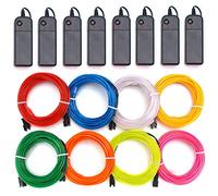 cuzile EL Wire 3 Light Modes Neon Light Battery Powered Electroluminescent Wire Glowing Strobing Decorative Light for Xmas Party Pub (8x1m Red Green Blue White Pink Yellow Orange Lemon)
