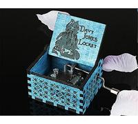 Cuzit Wooden Hand Crank Pirates of the Caribbean Music Box Davy Jones Locket theme Wooden Music Box-Blue